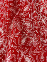 Red Kora with White Embroidery saree in banarasi kora organza silk with white paisley embroidery on red kora — Kaash Collection