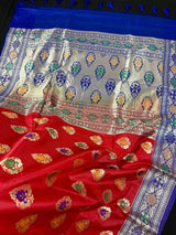 Red Color Banarasi Soft Silk Saree with Buttas and Meenakari Work | Soft Silk Handloom | Meenakari Saree | Kaash Collection - Kaash