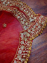 Red Color Net Dupatta with Zari, Sequin and Beads - Kaash