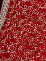 Red soft organza (non-pure) dupatta with embroidery, sequin & zari — Kaash Collection