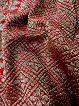Red Color Pure Khaddi Georgette Banarasi Silk Saree - Antique Zari Weave - SILK MARK CERTIFIED - Kaash