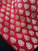 Red Color Readymade Blouse with small Gold Buttis in Pure Banarasi - Readymade Blouses - Red Color Stitched Blouse - Banarasi Blouse - Kaash