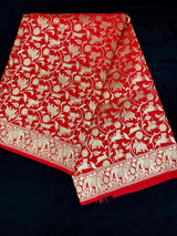 Red Color Shikargah Dupatta Semi Banarasi Silk Dupatta | Benarasi Dupatta | Dupatta for Lehangas - Kaash