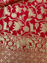 Red Color Shikargah Dupatta Semi Banarasi Silk Dupatta | Benarasi Dupatta | Dupatta for Lehangas - Kaash
