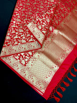 Red Color Shikargah Dupatta Semi Banarasi Silk Dupatta | Benarasi Dupatta | Dupatta for Lehangas - Kaash