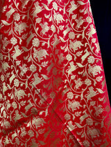 Red Color Shikargah Dupatta Semi Banarasi Silk Dupatta | Benarasi Dupatta | Dupatta for Lehangas - Kaash