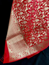 Red Color Shikargah Dupatta Semi Banarasi Silk Dupatta | Benarasi Dupatta | Dupatta for Lehangas - Kaash