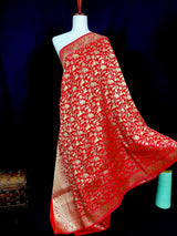 Red Color Shikargah Dupatta Semi Banarasi Silk Dupatta | Benarasi Dupatta | Dupatta for Lehangas - Kaash