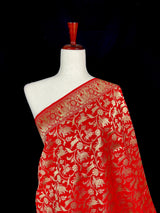 Red Color Shikargah Dupatta Semi Banarasi Silk Dupatta | Benarasi Dupatta | Dupatta for Lehangas - Kaash