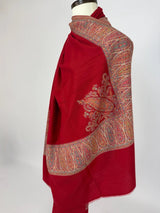 Red wool Kashmiri shawl with soft kashmiri weave — Kaash Collection