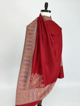 Red wool Kashmiri shawl with soft kashmiri weave — Kaash Collection