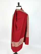 Red wool Kashmiri shawl with soft kashmiri weave — Kaash Collection