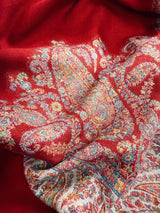 Red wool Kashmiri shawl with soft kashmiri weave — Kaash Collection