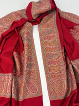 Red wool Kashmiri shawl with soft kashmiri weave — Kaash Collection