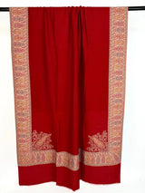 Red wool Kashmiri shawl with soft kashmiri weave — Kaash Collection
