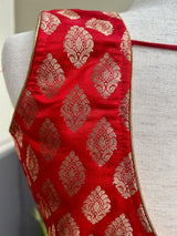 Red Color Stitched Blouse with Gold Buttis in Pure Banarasi | Readymade Blouse | Red Color Stitched Blouse | Ready to Wear Banarasi Blouse - Kaash