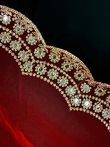 Red Soft Net with Mirrors dupatta in soft net with silver zari with artificial mirrors — Kaash Collection