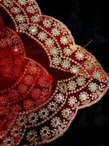 Red Soft Net with Mirrors dupatta in soft net with silver zari with artificial mirrors — Kaash Collection