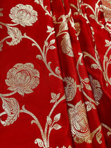 Red Traditional Banarasi Silk Saree with Gold Zari Weave - Kaash