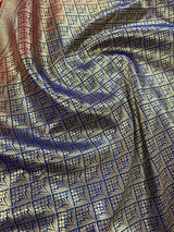 Red Banarasi with Blue Pallu & Purple Border saree in banarasi silk with blue pallu & purple border with double floral — Kaash Collection