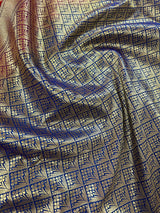 Red with Blue Pallu and Purple Border Traditional Banarasi Handloom Saree | Floral Design | Banarasi Silk Saree | Kaash Collection - Kaash