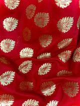 Red with Green combination Traditional Banarasi Handloom Saree in Banarasi Silk - Kaash