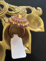 Rose Gold Color Adjustable Ring AD Stone with AD Stone and Yellow Stones | Adjustable Rings for Women | Gift for Her | AD Jewelry - Kaash