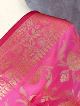 Rose Pink Banarasi Silk Designer Dupatta with Floral Jaal | Light Weight Dupatta | Stole | Scarf | Benarasi Dupatta | Gift For Her - Kaash