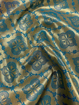 Rose Pink with Sky Blue Traditional Banarasi Handloom Saree - Banarasi Silk Saree - Satin Patta Border - Kaash