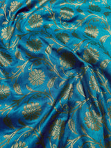 Rose Pink with Sky Blue Traditional Banarasi Handloom Saree - Banarasi Silk Saree - Satin Patta Border - Kaash