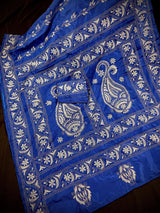 Royal Blue Color Hand Kantha Stich Saree in Bangalori Silk Saree | Handwoven Kantha Stitch Sarees | Kantha Saress | Silk Sarees - Kaash