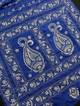 Royal Blue Color Hand Kantha Stich Saree in Bangalori Silk Saree | Handwoven Kantha Stitch Sarees | Kantha Saress | Silk Sarees - Kaash