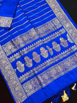 Royal Blue Color Pure Banarasi Katan Silk Saree with Copper and Sliver Zari | SILK Mark Certified - Kaash