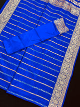 Royal Blue Color Pure Banarasi Katan Silk Saree with Copper and Sliver Zari | SILK Mark Certified - Kaash