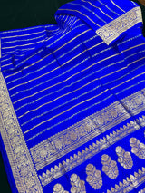 Royal Blue Color Pure Banarasi Katan Silk Saree with Copper and Sliver Zari | SILK Mark Certified - Kaash