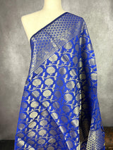Royal Blue Semi Silk floral Jaal Dupatta with Muted Gold Zari Weaving | Indian Dupatta | Stole | Scarf | Gift For Her | Dupatta for Lehenga - Kaash