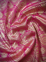 Royal Blue & Dark Pink Banarasi saree in banarasi silk (non-pure) with muted gold zari with meenakari buttis — Kaash Collection