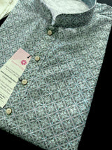 Sea Blue Color Designer Kurta with Floral Digital Print in Soft 100% Cotton with Embroidery and Sequin Work - Kaash