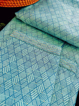 Sea Green with Blue Base men's kurta pajama in silk (non-pure) with all-over tiny sequin work — Kaash Collection