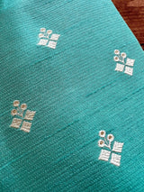 Sea Green men's kurta pajama in soft silk (non-pure) with silver zari buttas weaving — Kaash Collection