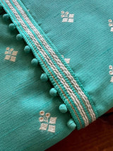 Sea Green men's kurta pajama in soft silk (non-pure) with silver zari buttas weaving — Kaash Collection