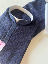 Sequin Chikhenkari Kurta Pajama Set in Dark Blue | Designer Wedding Mens Ethnic Wear | Wedding, Party Wear Kurta | Sequin Chikhenkari Kurta - Kaash