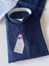 Sequin Chikhenkari Kurta Pajama Set in Dark Blue | Designer Wedding Mens Ethnic Wear | Wedding, Party Wear Kurta | Sequin Chikhenkari Kurta - Kaash