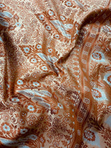 Silver & Copper Striped Banarasi saree in banarasi mashru tanchoi with mashru tanchoi with jamawar border & pallu — Kaash Collection
