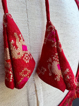 Size 36 | Red Readymade Blouse with Elephant and Peacock Motifs in Silk | Ready to Wear Blouses | Red Color Blouse | Stitched Blouse - Kaash