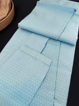 Sky Blue Color Raw Silk Kurta Pajama for Men in Self Design - Kaash