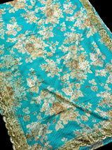 Sky Blue Soft Organza Saree: Floral Digital Print, Sequin, Zari Work Party Wear - Kaash
