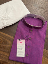 Slate Grey Color Kurta | Teal Color Kurta | Purple Color Kurta | Pure Cotton Handloom Kurta with White Pajama | Summer Wear | Gift For Him - Kaash