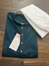 Slate Grey Color Kurta | Teal Color Kurta | Purple Color Kurta | Pure Cotton Handloom Kurta with White Pajama | Summer Wear | Gift For Him - Kaash