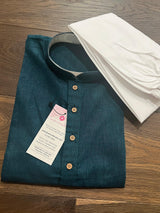 Slate Grey Color Kurta | Teal Color Kurta | Purple Color Kurta | Pure Cotton Handloom Kurta with White Pajama | Summer Wear | Gift For Him - Kaash